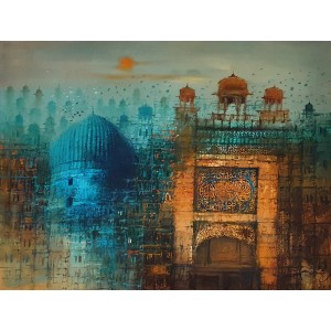 A. Q. Arif, 22 x 28 Inch, Oil on Canvas, Cityscape Painting, AC-AQ-547